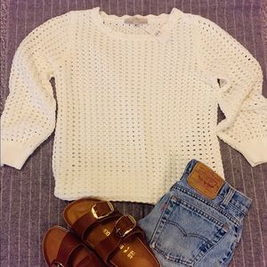 NWT Loft white pointelle sweater